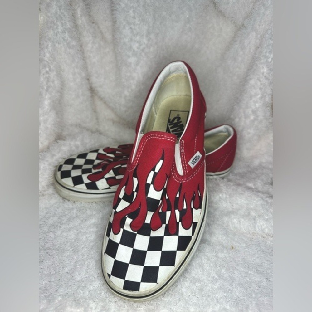 Vans Red and Black Checkered Sneakers